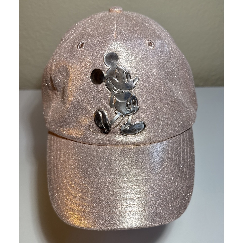 Disney Parks Mickey Mouse Iridescent Rose Gold Pink Women's Hat Cap